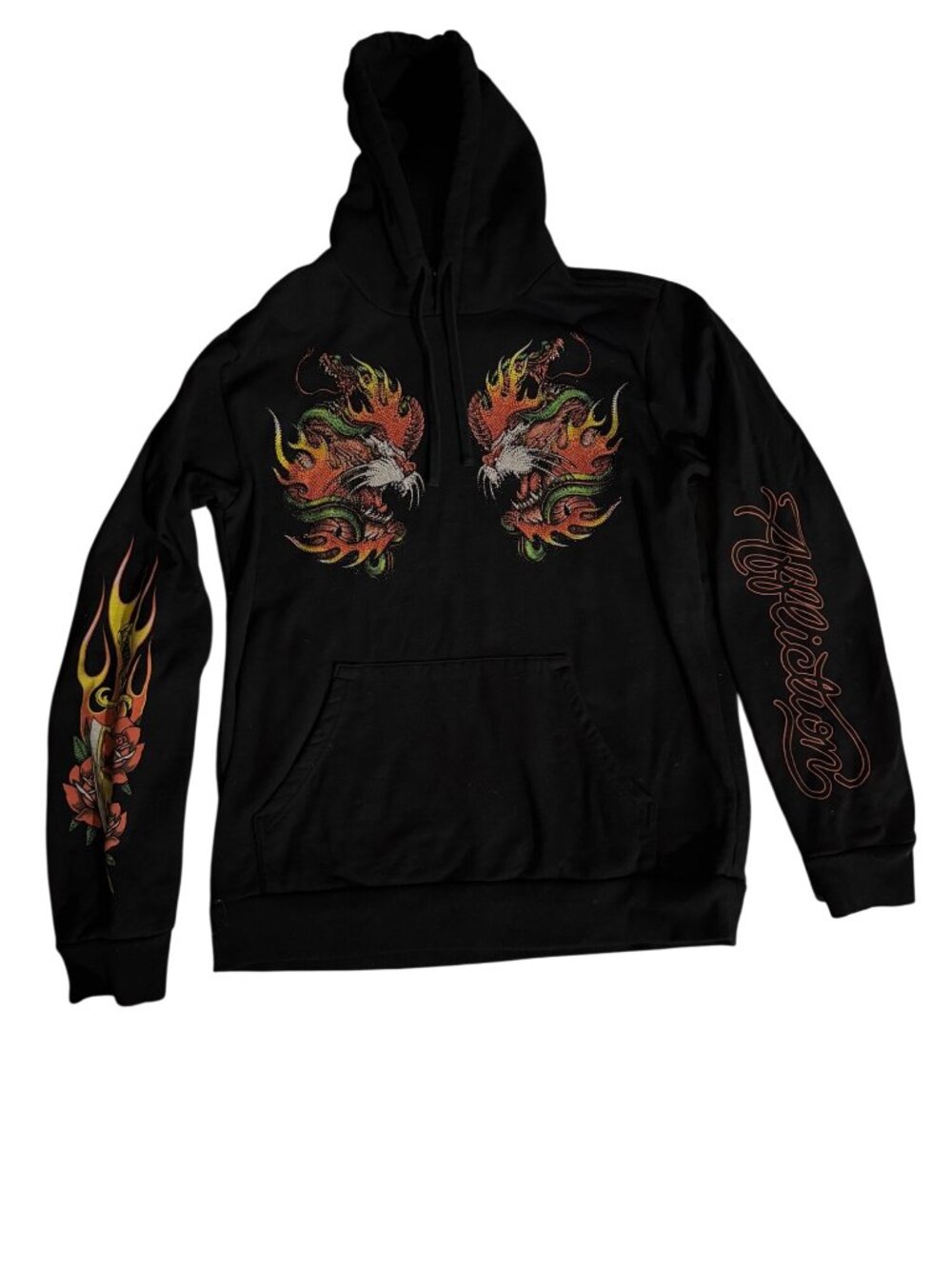 Affliction Fire Guide Black Pullover Hoodie Mens Size M